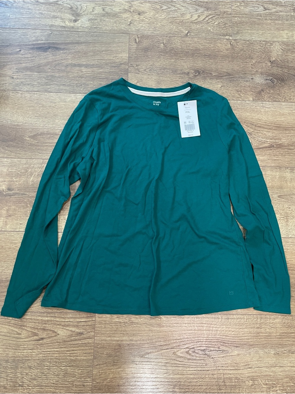 crown & ivy Long Sleeve Tee - Teal Green